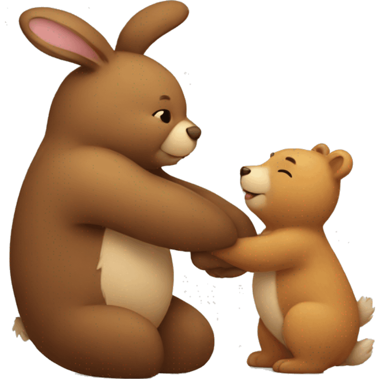 bunny and bear hugging emoji