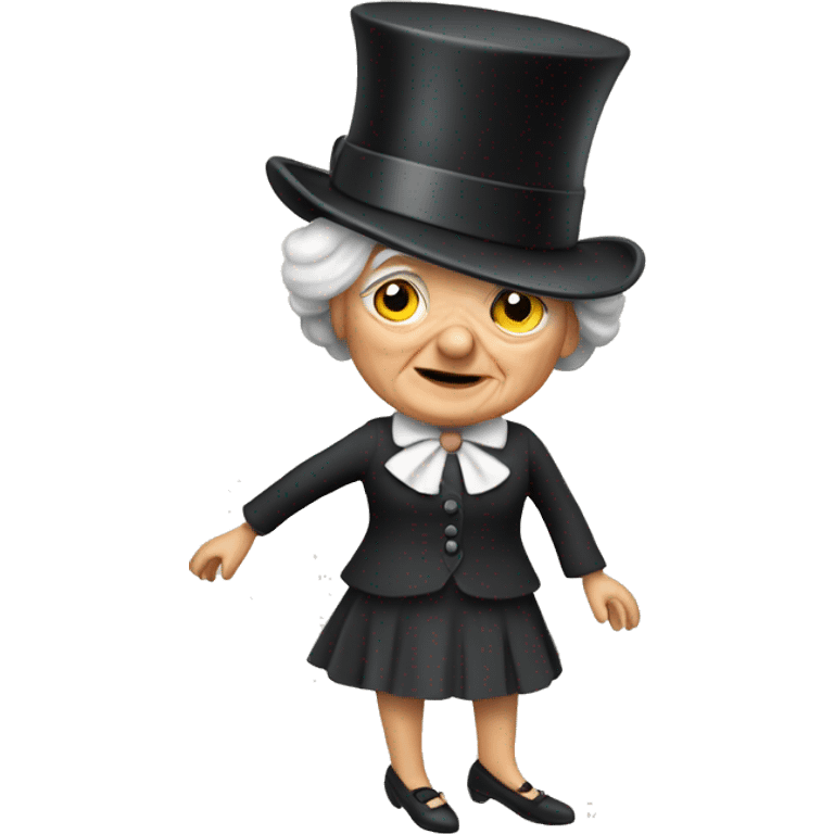 old lady with a top hat and ballet shoes emoji