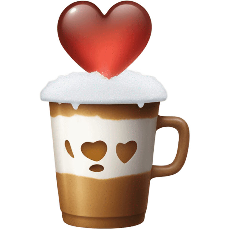 salting a heart over a cup of iced americano emoji