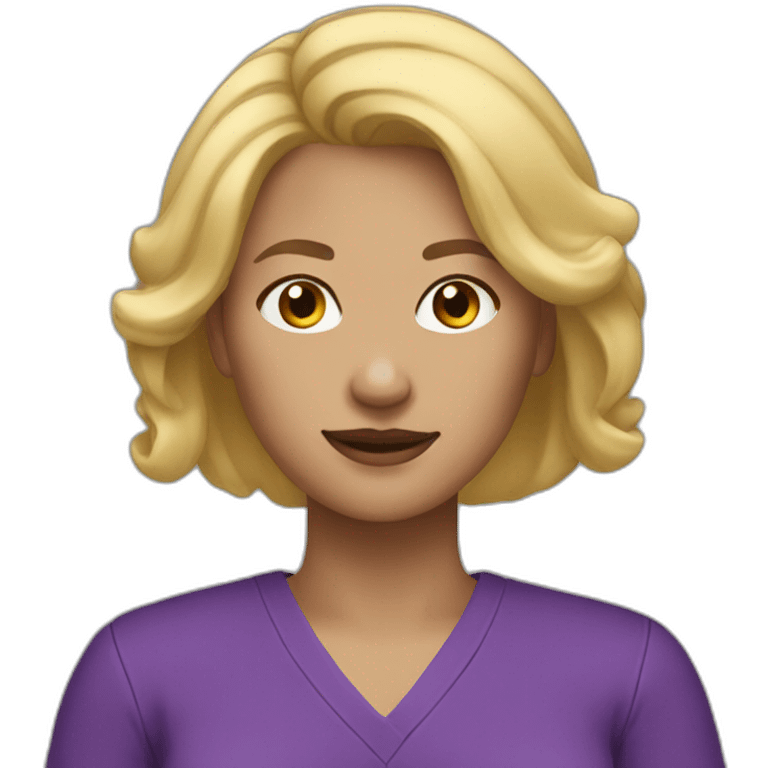 Woman blond hair purple jumpsuit emoji