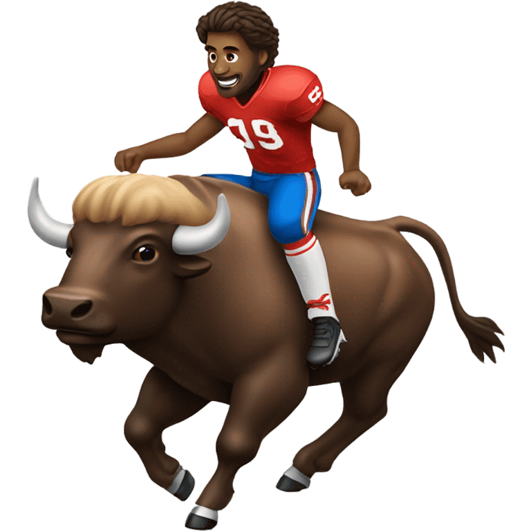 Football player riding buffalo emoji