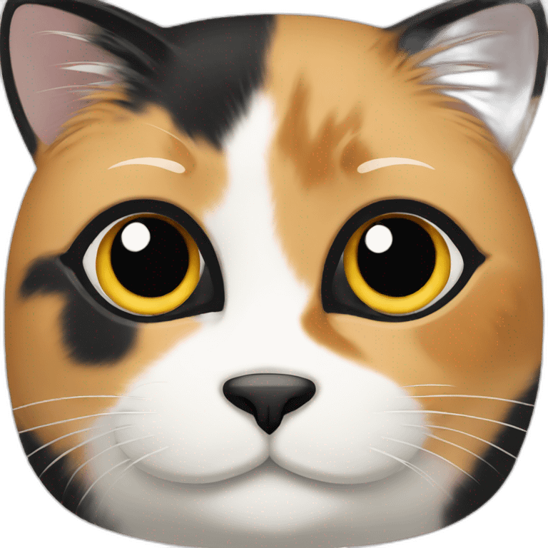 Calico cat with very black face and white nose stripe emoji