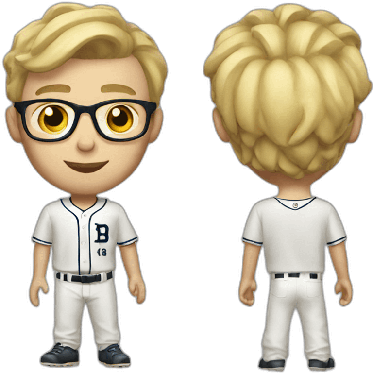 baseball card character. Blonde male. Short hair with glasses emoji