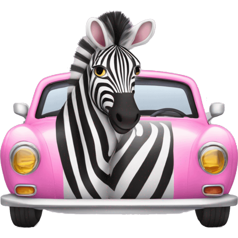 zebra in a pink car emoji