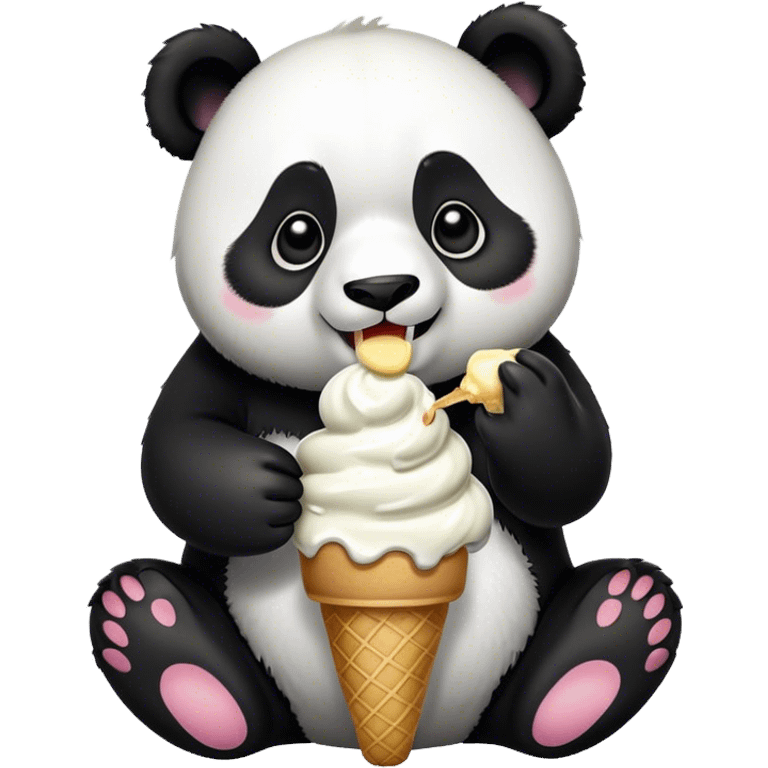 Panda eating ice cream emoji