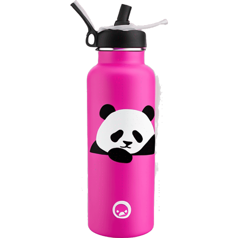 Pink hydro flask with panda straw cover  emoji