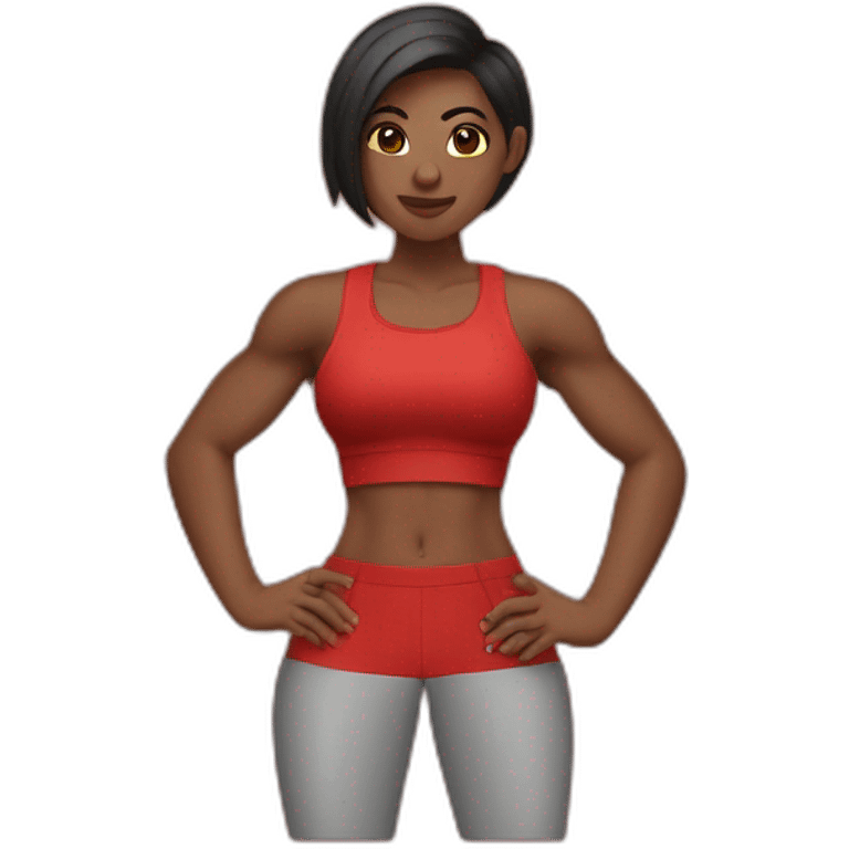 fit girl with abs biceps and red undercut emoji