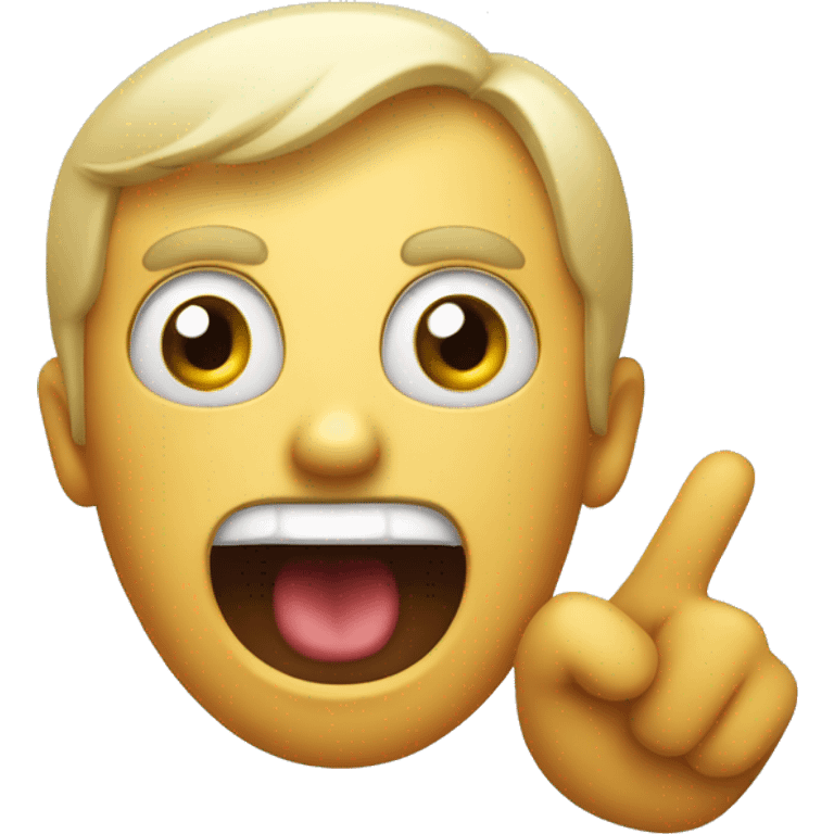 surprised open mouth with a hand shaped on the sign of horn emoji