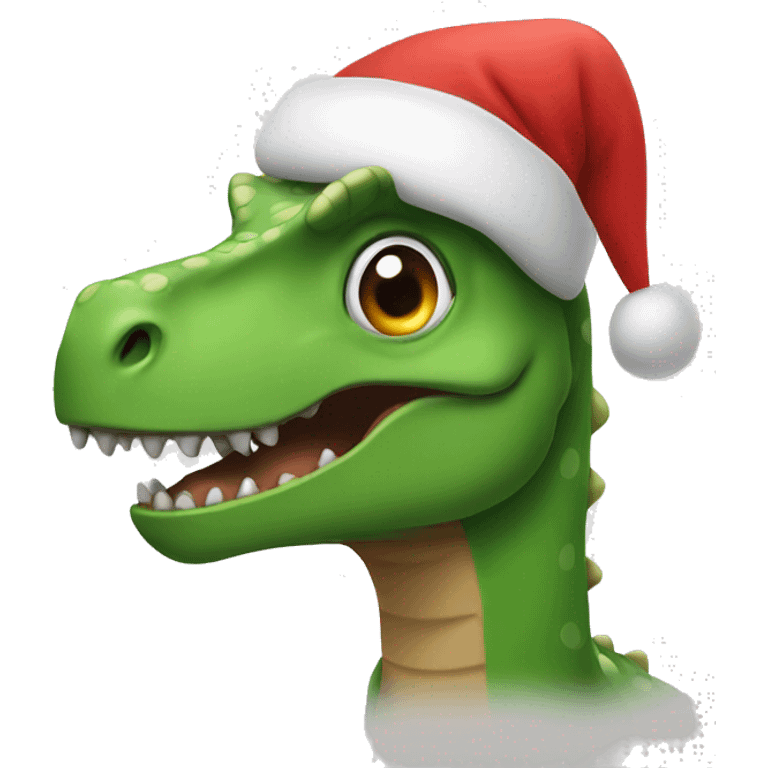 dinosaur with a christmas hat emoji