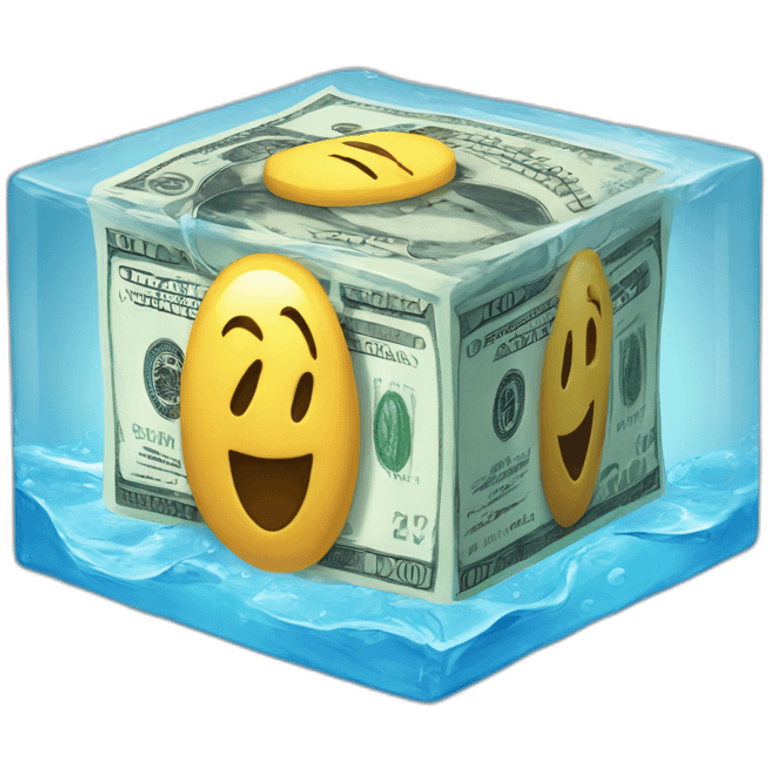 Money-in-water-frozen-cube emoji