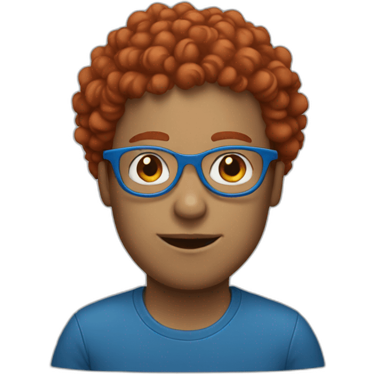 Person with red curly hair and blue glasses emoji