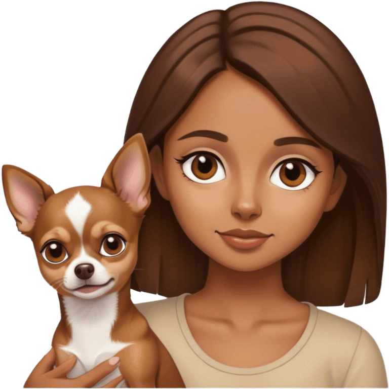 Brown girl with brown hair with chihuahua  emoji