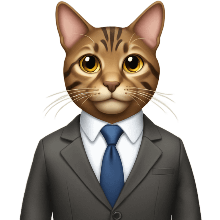 Brown tabby cat in business suit emoji