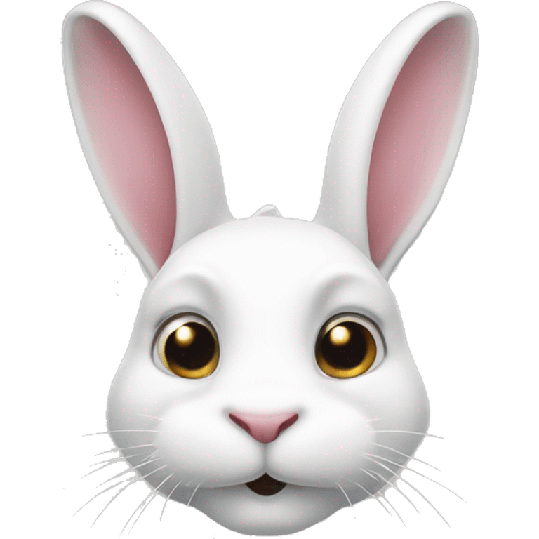 Decorative fold-eared white rabbit with a spot of a slit nose  emoji