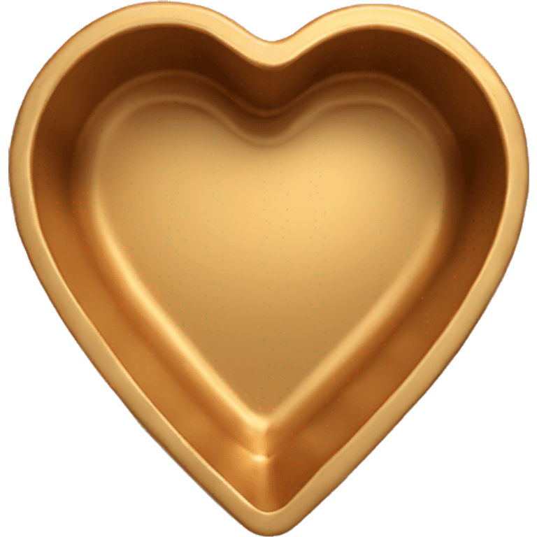 Realistic flat gold heart shaped cake pan. emoji