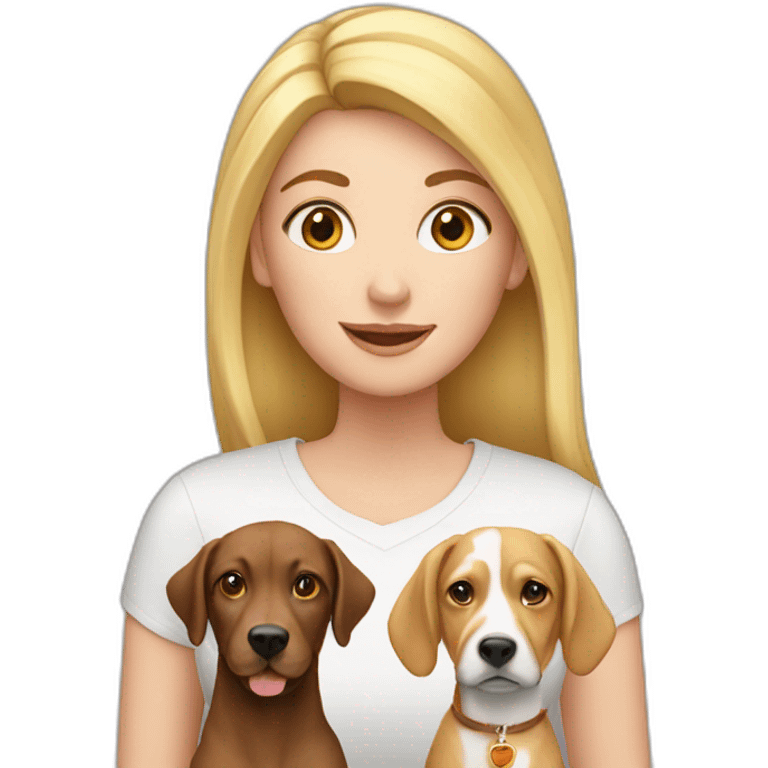 blonde lady with 2 dogs, 1 cat and a horse emoji