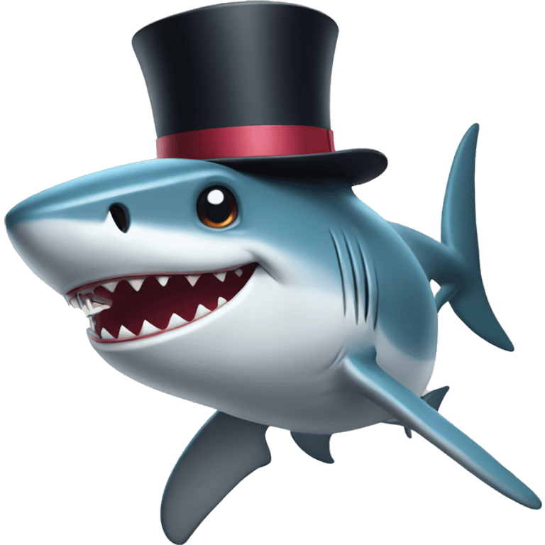 Shark with a top hat emoji