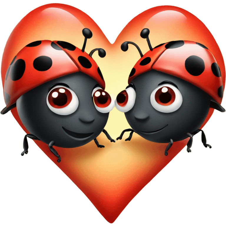 Two lady bugs and a heart  emoji