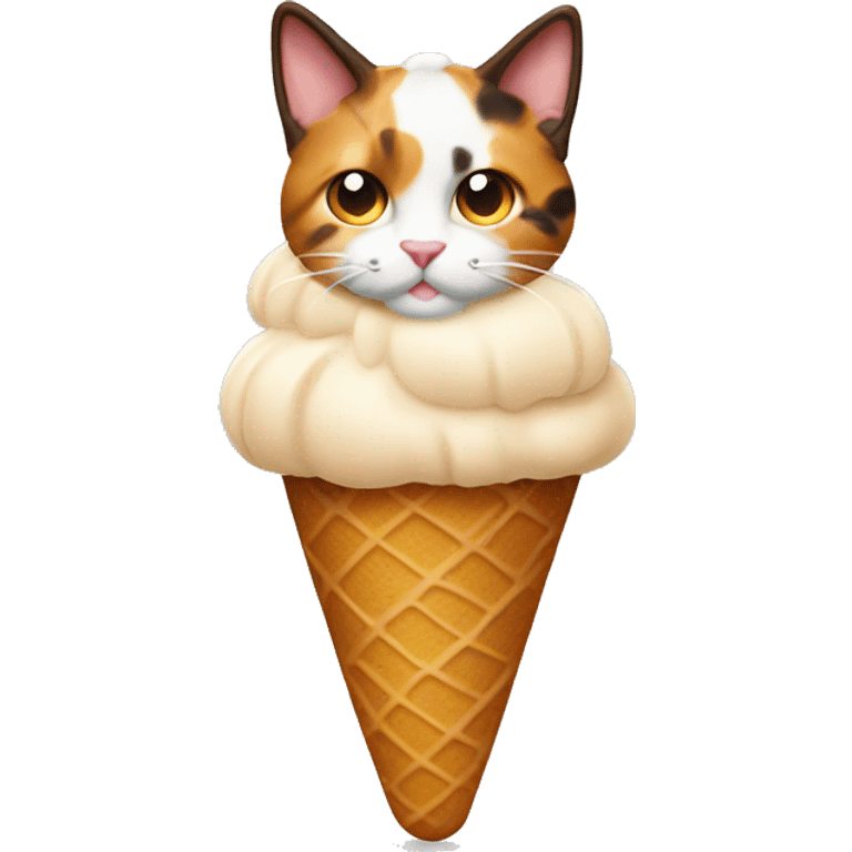 Icecream with calico cat emoji