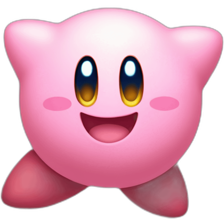 cute happy Kirby jumping on a star emoji