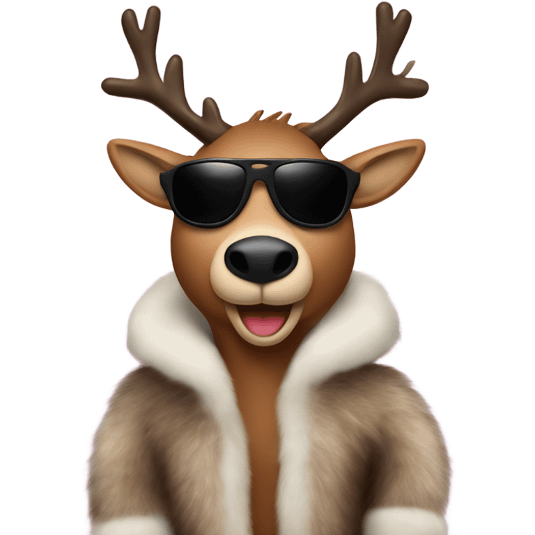 Reindeer wearing Prada fur coat and sunglasses emoji