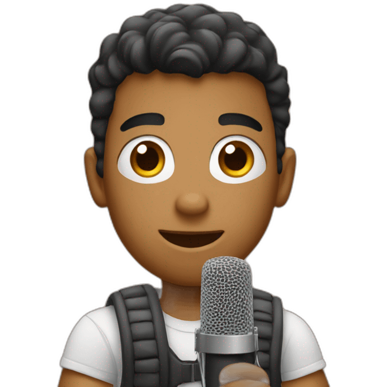 A young man with podcast mic emoji