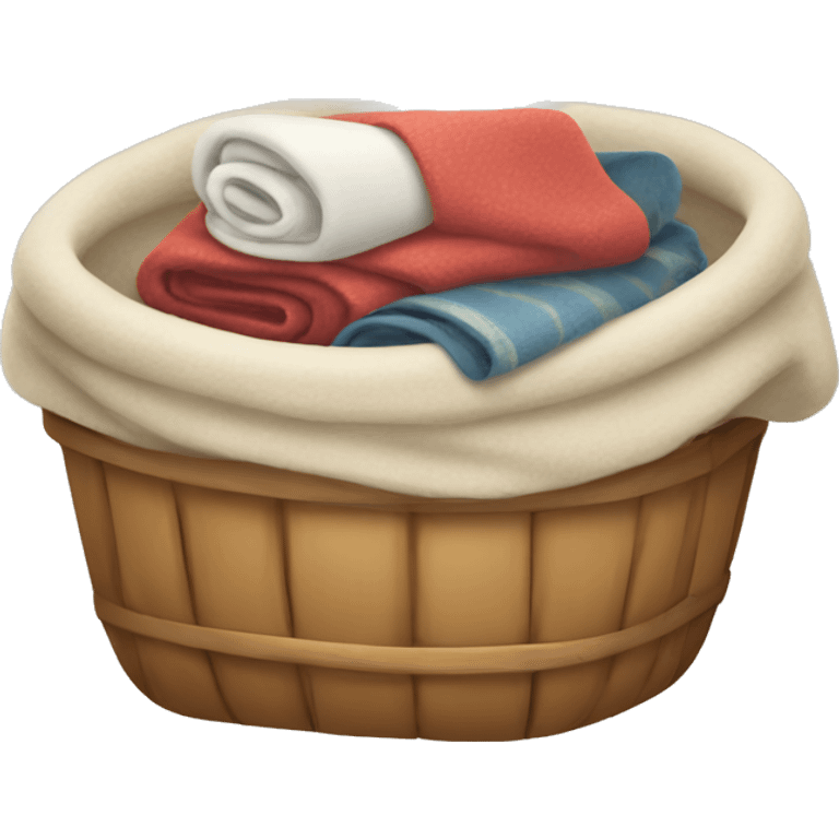 Cozy basket with blanket in it emoji