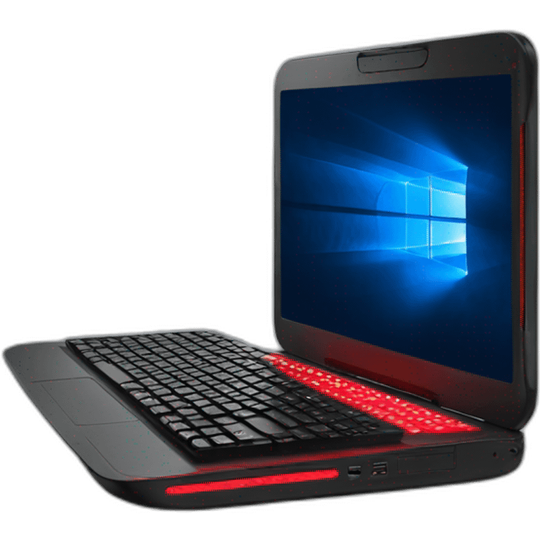 portable pc with red led keyboard emoji