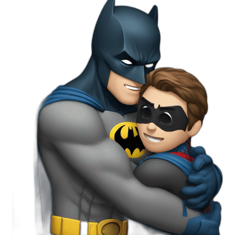 Batman who gives Spiderman a hug emoji