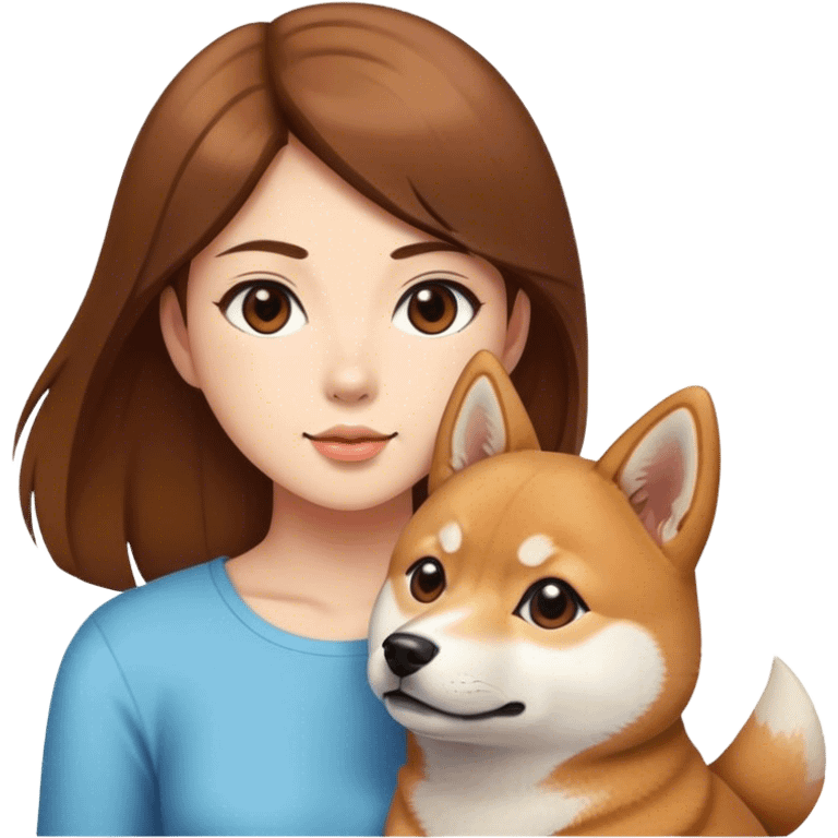 girl brown hair with is Shiba Inu emoji