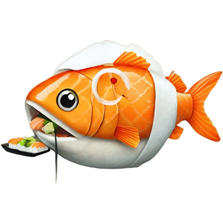 Fish eating sushi emoji