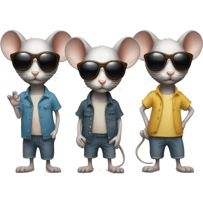 3 blind mice with sunglasses standing emoji