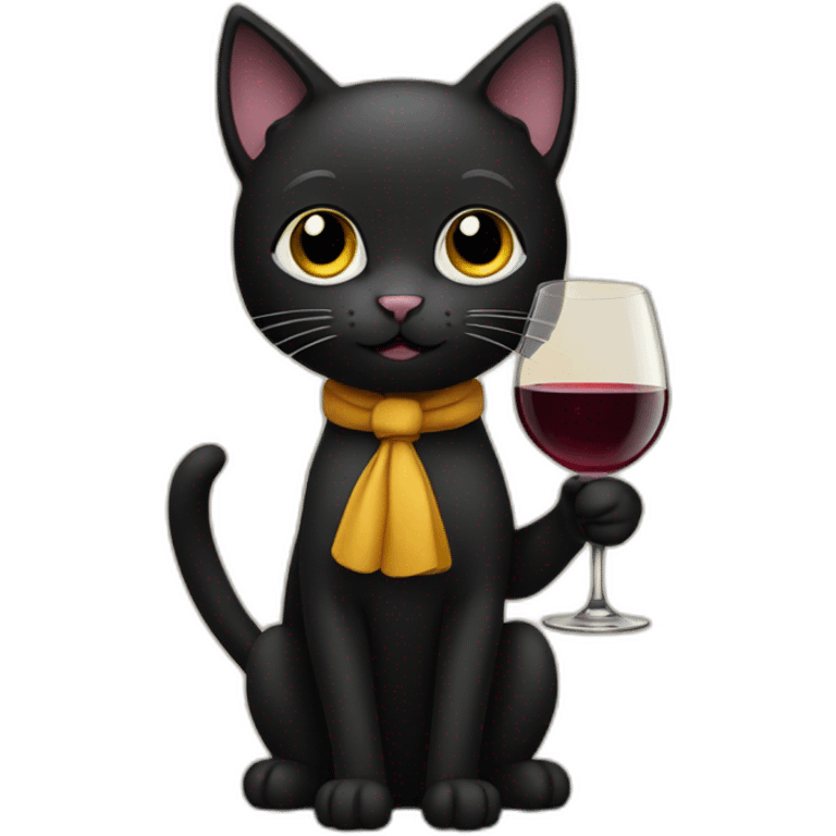 black cat holding a wine glass emoji