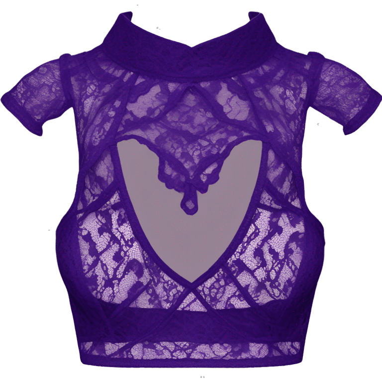 Realistic isolated royal purple high neck shoulder cut out lace blouse. emoji