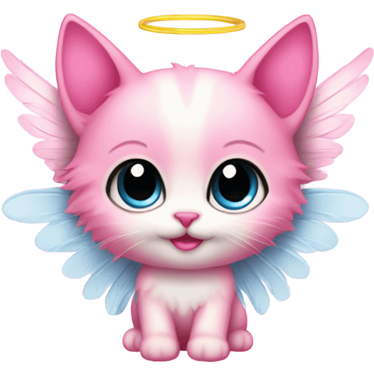 Pink ombre sparkly kitten with angel wings  emoji