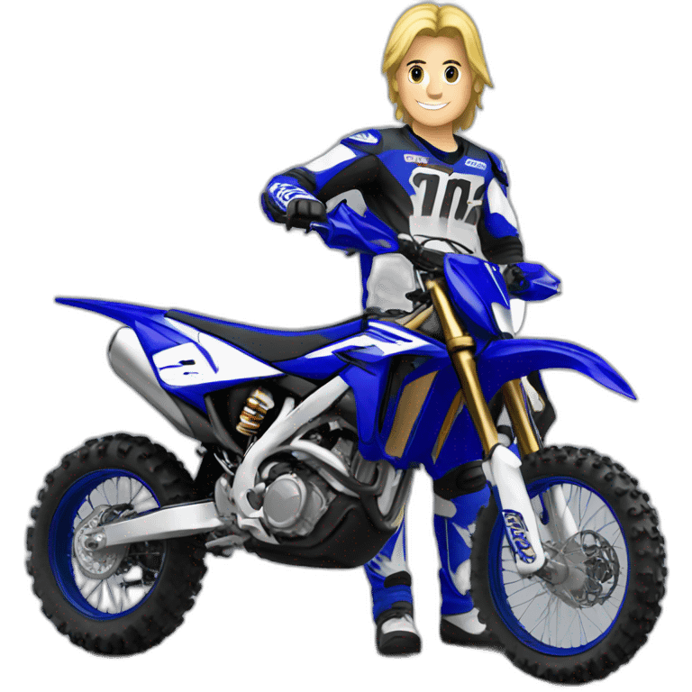 Moto cross yamaha avec un homme blond  emoji