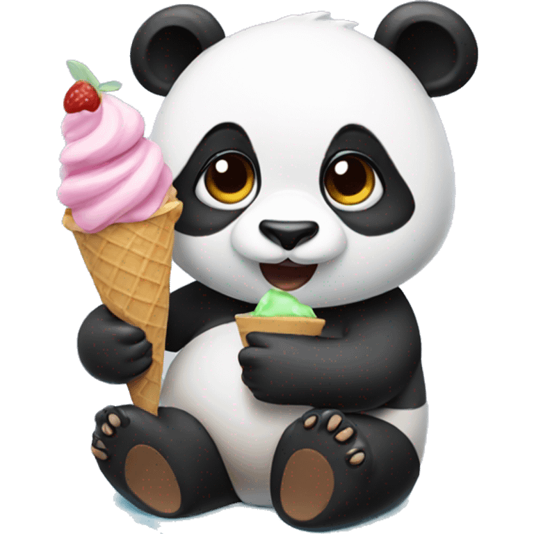 Panda eating ice cream emoji