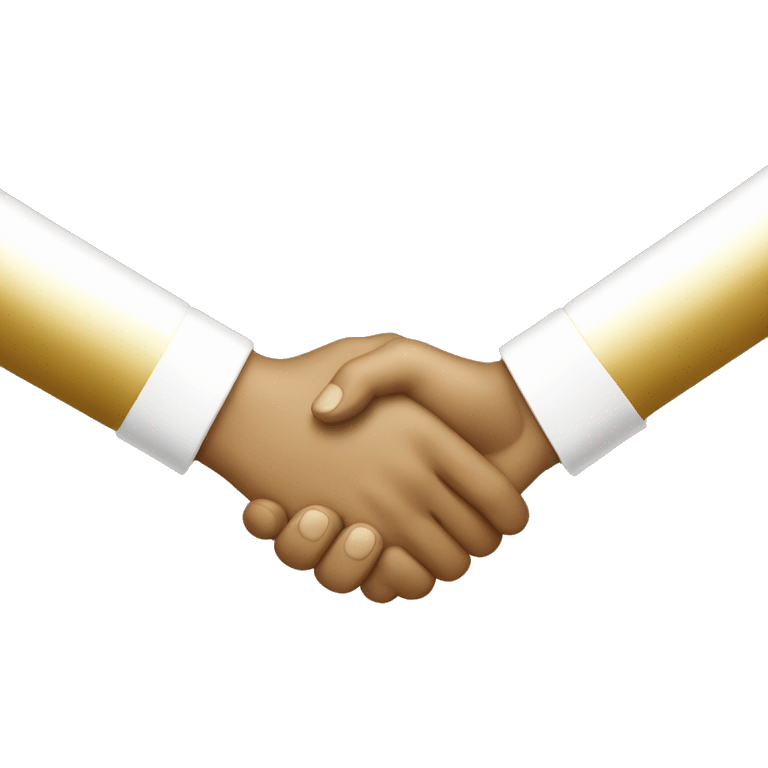 A refined handshake icon with a luxurious gold and white color scheme, symbolizing strong partnerships and effective teamwork. emoji