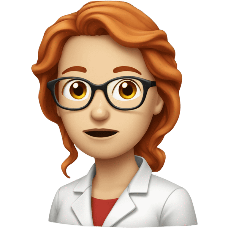 red hair woman nutritionist with glasses sad crying emoji