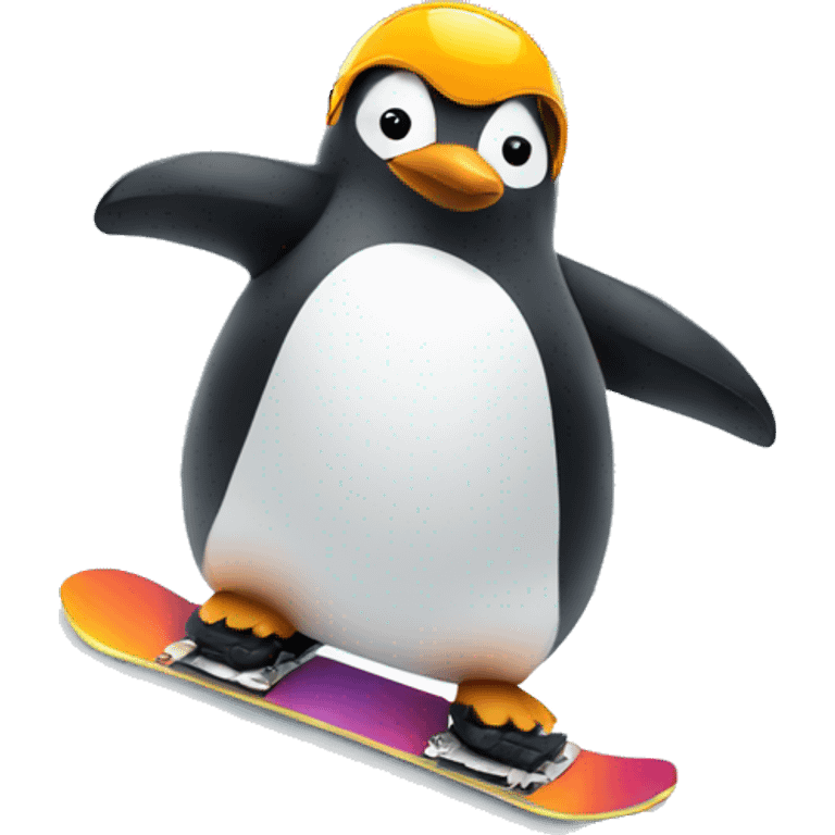 Penguin on snowboard emoji