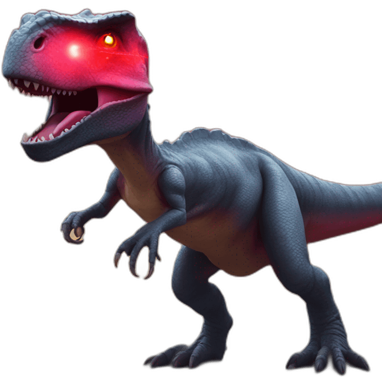 Dinosaur with red lasers coming out of the eyes emoji