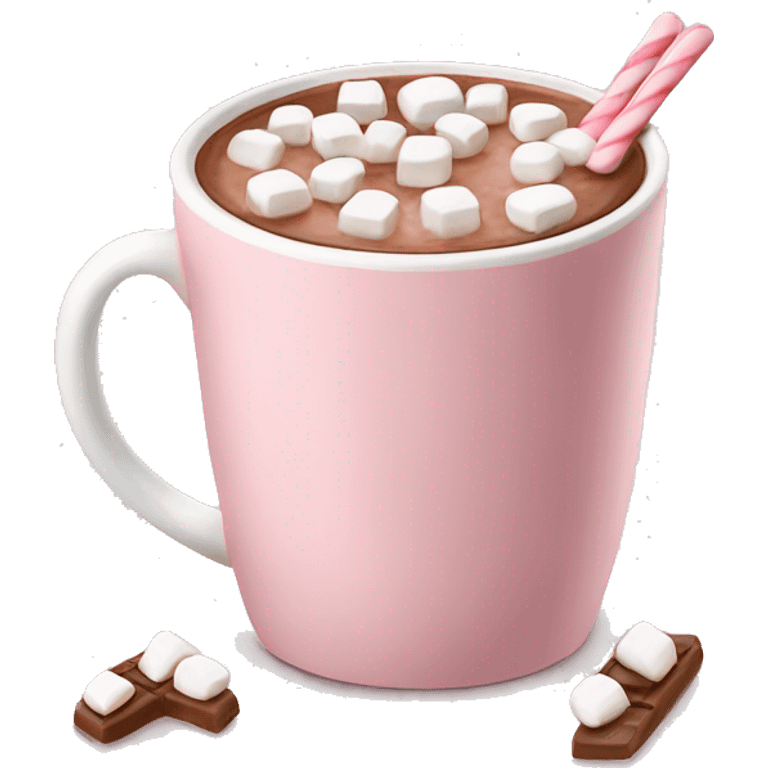 Light Pink mug of hot chocolate with marshmallows  emoji