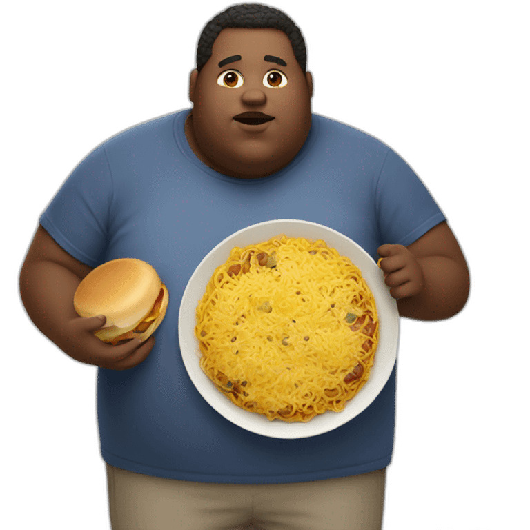 obese man with big belly eating food emoji