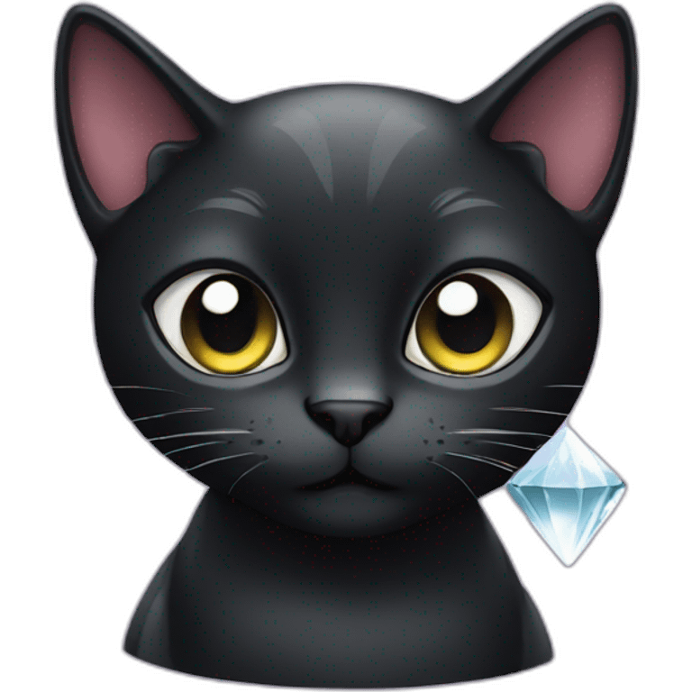 Black cat with a big diamond emoji