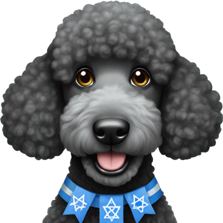 Black Standard poodle celebrating Hanukkah  emoji