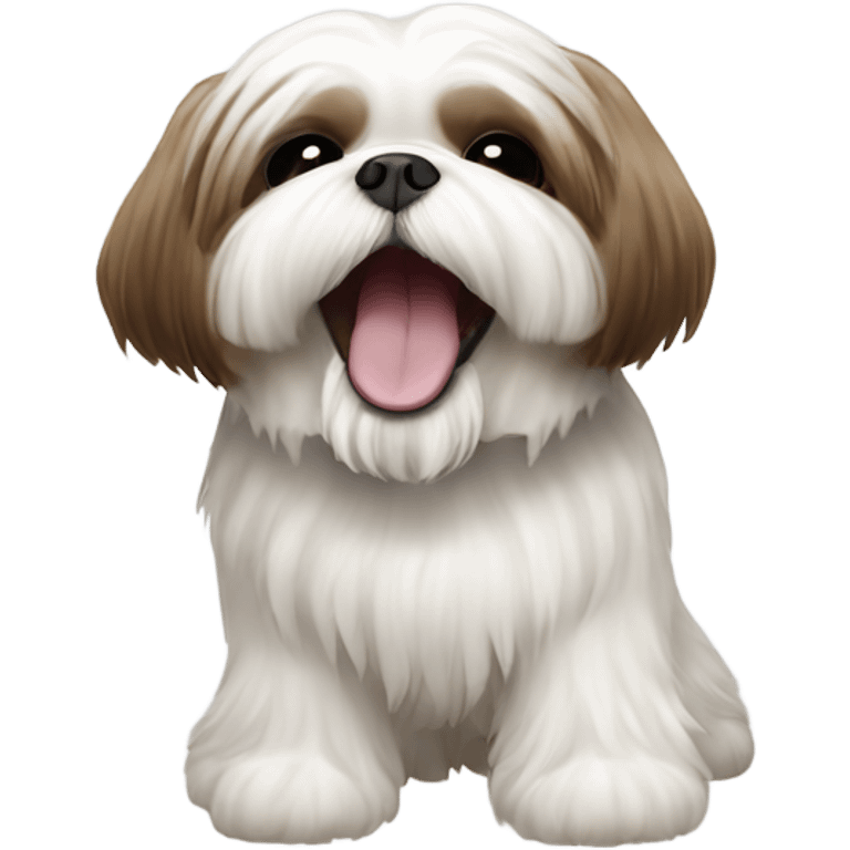 White and brown shih tzu singing  emoji