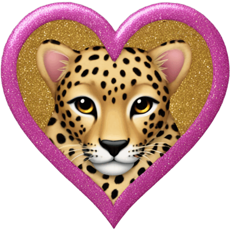 cheetah print glitter heart  emoji