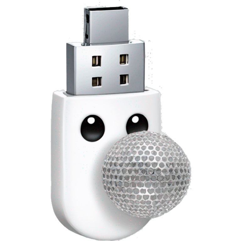 white pendrive with silver disco ball emoji