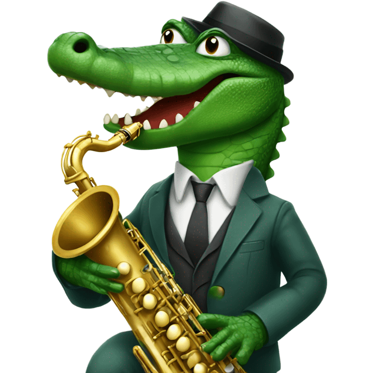 alligator in a jazz outfit playing the saxophone emoji