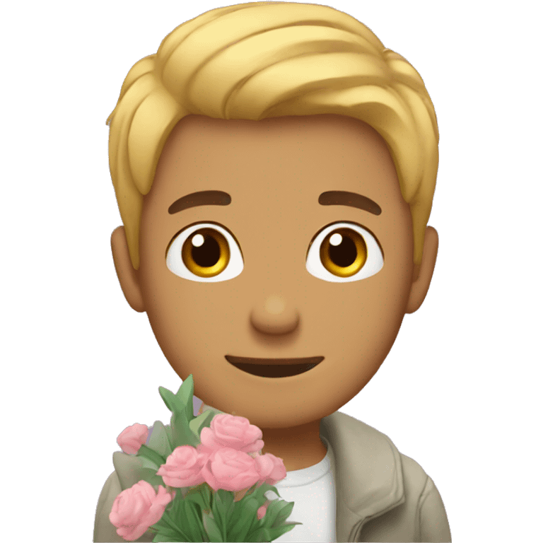 Boyfriend with flowers emoji